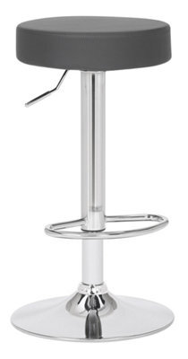 Lamboro Semplice Breakfast Bar Stool, Chrome Footrest, Height Adjustable Swivel Gas Lift, Home Bar & Kitchen Barstool, Charcoal Grey - image 1