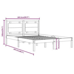 Berkfield Bed Frame Solid Wood 200X200 Cm - thumbnail 6