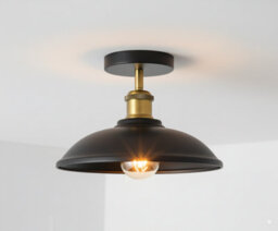 Vintage Semi Flush Mount Ceiling Light With E27 Base 24Cm Metal Shade For Kitchen, Living Room Black  Without Bulb - thumbnail 5