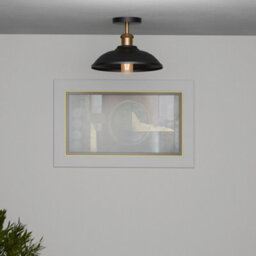Vintage Semi Flush Mount Ceiling Light With E27 Base 24Cm Metal Shade For Kitchen, Living Room Black  Without Bulb - thumbnail 2
