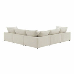 Xample Aiden & Ivy Sereen Cream Fabric 6 Piece Modular Sofa, Feather Blend Cushions, Reversible Seating, Ottoman, 6 Accent Pillows - thumbnail 8