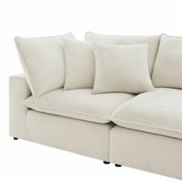 Xample Aiden & Ivy Sereen Cream Fabric 6 Piece Modular Sofa, Feather Blend Cushions, Reversible Seating, Ottoman, 6 Accent Pillows - thumbnail 6