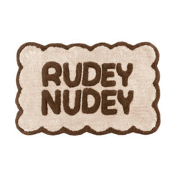 Allure Bath Fashions Rudey Nudey Slogan Scalloped Bath Mat Non Slip Bathroom Rug (Chocolate/cream) - thumbnail 2