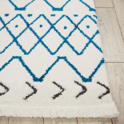 White Blue Shaggy Modern Moroccan Geometric Rug Easy To Clean Living Room Bedroom And Dining Room-282Cm X 389Cm - thumbnail 6