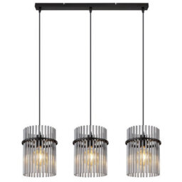 Luminosa Lighting Luminosa Gorley Bar Pendant Ceiling Light Matt Black Smoke Glass Shade 3X E27 - thumbnail 3