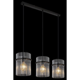 Luminosa Lighting Luminosa Gorley Bar Pendant Ceiling Light Matt Black Smoke Glass Shade 3X E27 - thumbnail 5