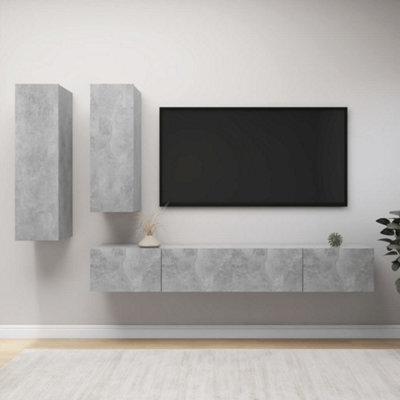 Berkfield 4 Piece Tv Cabinet Set Concrete Grey Engineered Wood - image 1
