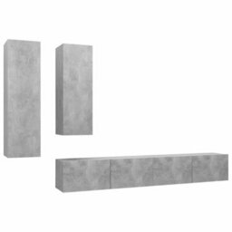 Berkfield 4 Piece Tv Cabinet Set Concrete Grey Engineered Wood - thumbnail 2