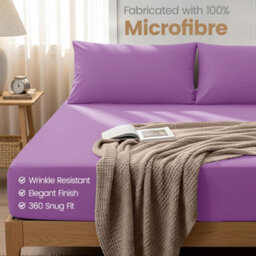 Aspire Homeware Purple Fitted Sheet 40 Cm Extra Deep Pocket Hypoallergenic Bed Sheet Microfiber (L)200Cm X (W)152Cm,king - thumbnail 8