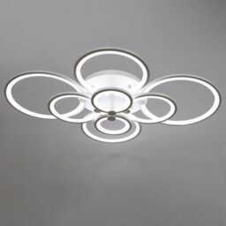 Living And Home Modern 8 Circular Metal And Acrylic Led Semi Flush Ceiling Light Fixture For Nordic Decor, Cool White - thumbnail 6