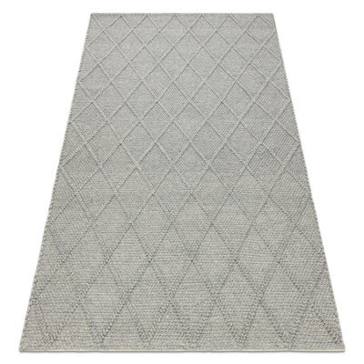 RugsX Wool Carpet Tahar 99001G Grey - Hand-Woven Loop, Rhombus, Boho  90X150 Cm - image 1