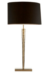 Orsina Table Lamp With Screw Shaped Stainless Steel Base, High Gloss Nickel Finish, Black Fabric Tapered Shade - thumbnail 3