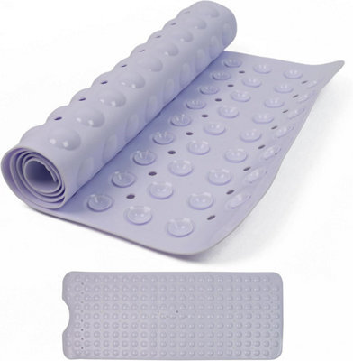 Divchi Shower Bath Mat Non Slip Anti Mould & Mildew With Strong Suction Cups Grip And Drain Holes Soft White 40X100Cm - image 1