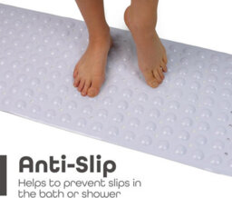 Divchi Shower Bath Mat Non Slip Anti Mould & Mildew With Strong Suction Cups Grip And Drain Holes Soft White 40X100Cm - thumbnail 3