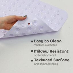 Divchi Shower Bath Mat Non Slip Anti Mould & Mildew With Strong Suction Cups Grip And Drain Holes Soft White 40X100Cm - thumbnail 4