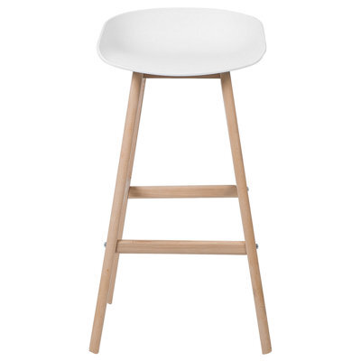 Beliani Set Of 2 Counter-Height Bar Stools 85Cm Light Beechwood Legs White Matt - image 1