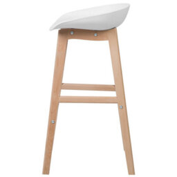 Beliani Set Of 2 Counter-Height Bar Stools 85Cm Light Beechwood Legs White Matt - thumbnail 5