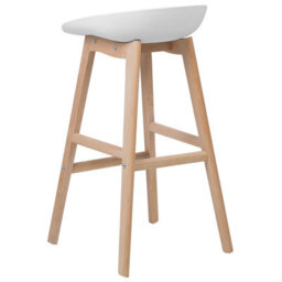 Beliani Set Of 2 Counter-Height Bar Stools 85Cm Light Beechwood Legs White Matt - thumbnail 6