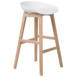 Beliani Set Of 2 Counter-Height Bar Stools 85Cm Light Beechwood Legs White Matt - thumbnail 4