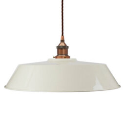 Clay White Large Chancery Painted Dome Pendant Light With Antique Copper Lamp Holder And Brown Twisted Cable - Se Home - thumbnail 1