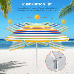 Gainoom 178 Cm Beach Umbrella Upf50+ Sun Protection Portable Outdoor Sunshade Parasol - thumbnail 7