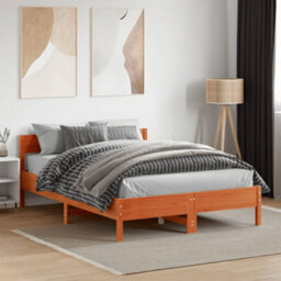 Berkfield Bed Frame Without Mattress Wax Brown 135X190 Cm Double Solid Wood Pine - thumbnail 2