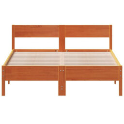 Berkfield Bed Frame Without Mattress Wax Brown 135X190 Cm Double Solid Wood Pine - thumbnail 4