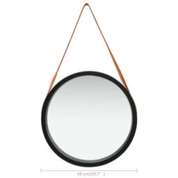 Berkfield Wall Mirror With Strap 50 Cm Black - thumbnail 6