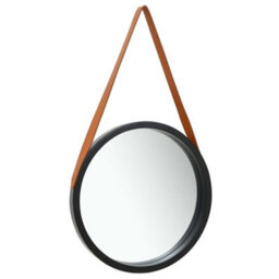 Berkfield Wall Mirror With Strap 50 Cm Black - thumbnail 1