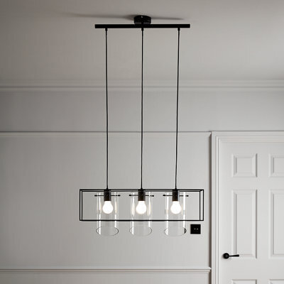 GoodHome Daluiz Matt Black 3 Lamp Pendant Ceiling Light - image 1