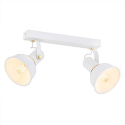 Luminosa Lighting Luminosa Twist Twin Ceiling Spotlight White Structure, Brass Elements