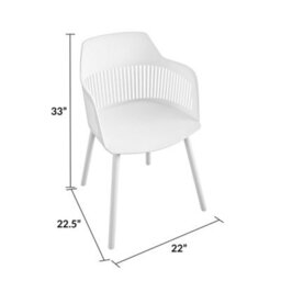 Dorel Camelo Resin Chairs With Open Back In White - 2 Pieces - thumbnail 2
