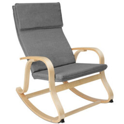 Tectake 1 Rocking Chair Roca - With Armrests, Comfortable Padding And Floor Protectors  - Light Grey - thumbnail 1
