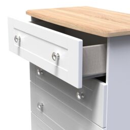 Santander Ready Assembled Matt White & Oak 4 Drawer Wide Chest (H)882mm (W)765mm (D)415mm - thumbnail 4