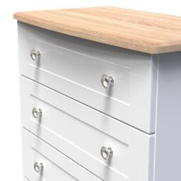 Santander Ready Assembled Matt White & Oak 4 Drawer Wide Chest (H)882mm (W)765mm (D)415mm - thumbnail 3