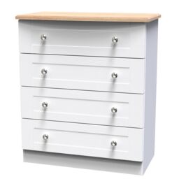 Santander Ready Assembled Matt White & Oak 4 Drawer Wide Chest (H)882mm (W)765mm (D)415mm - thumbnail 2
