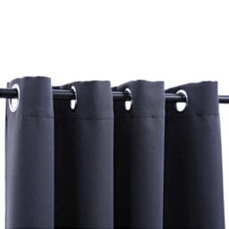 Berkfield Blackout Curtains With Metal Rings 2 Pcs Anthracite 140X245 Cm - thumbnail 3