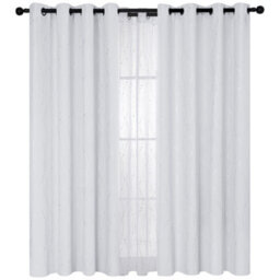 Deconovo Dotted Line Foil Printed Thermal Insulated Curtains, Eyelet Blackout Curtains, W46 X L54 Inch, Silver Grey, 2 Panels - thumbnail 2