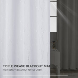 Deconovo Dotted Line Foil Printed Thermal Insulated Curtains, Eyelet Blackout Curtains, W46 X L54 Inch, Silver Grey, 2 Panels - thumbnail 6