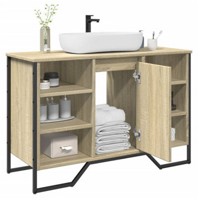 Walplus Bathroom Sink Cabinet Sonoma Oak 91X35X60 Cm Engineered Wood - image 1