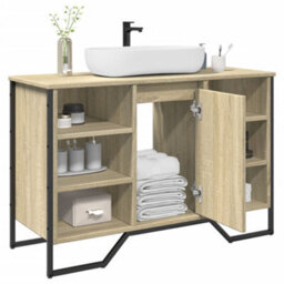 Walplus Bathroom Sink Cabinet Sonoma Oak 91X35X60 Cm Engineered Wood - thumbnail 1
