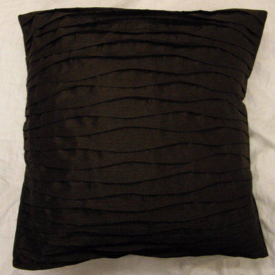 Homespace Direct Ltd Lyon Pleated Faux Silk Scatter Cushion Cover Brown