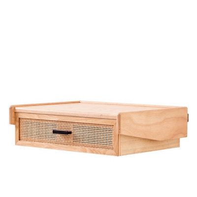 Nordlys 1-Drawer Wood And Natural Rattan Nightstand Exotic Boho Bedroom - image 1