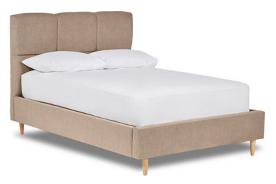Divan Base Direct Blossom Modern Square Paneled Fabric Bed Base Only 6Ft Super King- Marlow Stone - image 1