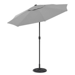 Living And Home 3M Large Garden Solar 24 Led Lights Parasol Outdoor Patio Umbrella Sun Shade Crank Tilt With Vintage Base, Light Grey - thumbnail 7