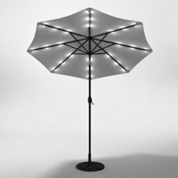 Living And Home 3M Large Garden Solar 24 Led Lights Parasol Outdoor Patio Umbrella Sun Shade Crank Tilt With Vintage Base, Light Grey - thumbnail 4