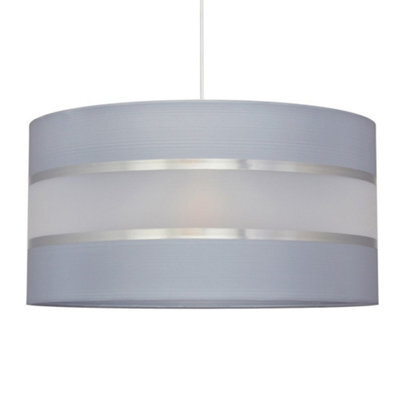 Luminosa Lighting Luminosa Helen Cylindrical Pendant Ceiling Light Grey, Silver 40Cm