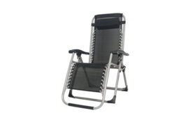 Groundlevel Pair Of Luxury Gravity Garden Sun Lounger / Relaxer Chair With Cushion - Grey - thumbnail 6