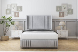 "Comfort Elise Silver Naples Divan Bed Set No Drawers - 54"" Wingback & 12"" Footboard 3' Single" - thumbnail 1