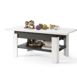 Heze Furniture Runa 2 In 1 Extending Coffee / Dining Table 130-170Cm - White / Anthracite - thumbnail 6